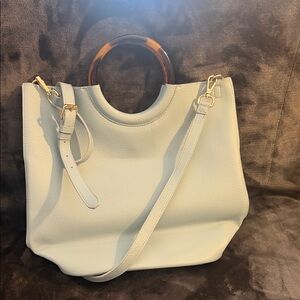 Banana Republic Cream Tote with Tortoiseshell Ring Handles